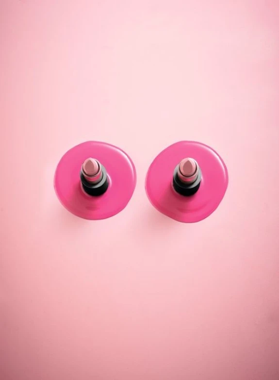 Nipple ban image created with nail varnish and lipstick