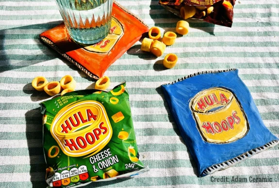 Image of Hulu Hoops packets laid out on picnic blanket.